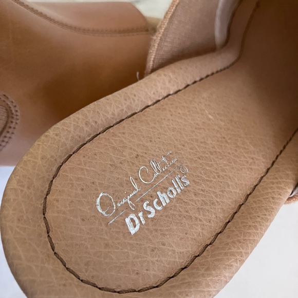 DR SCHOLLS Avenge Camel Wedge Leather Sandals Size 9 - Picture 7 of 8